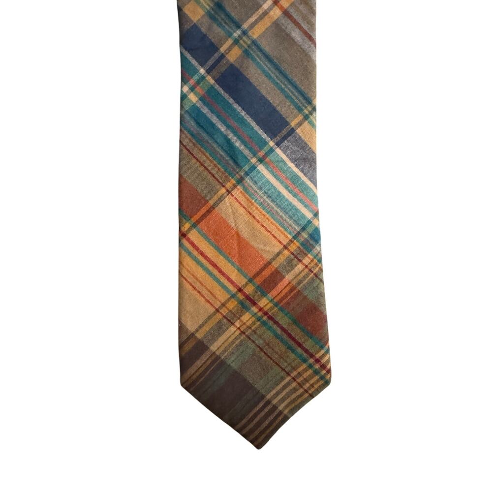 Nordstrom Rack Men's Necktie Multicolor Plaid 100% Cotton Fabric